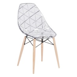 Chaise structure en bois, assise plexi Prisma