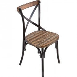 Chaise vintage en bois et métal patiné -  Madie