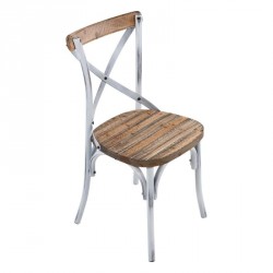 Chaise vintage en bois et métal patiné -  Madie